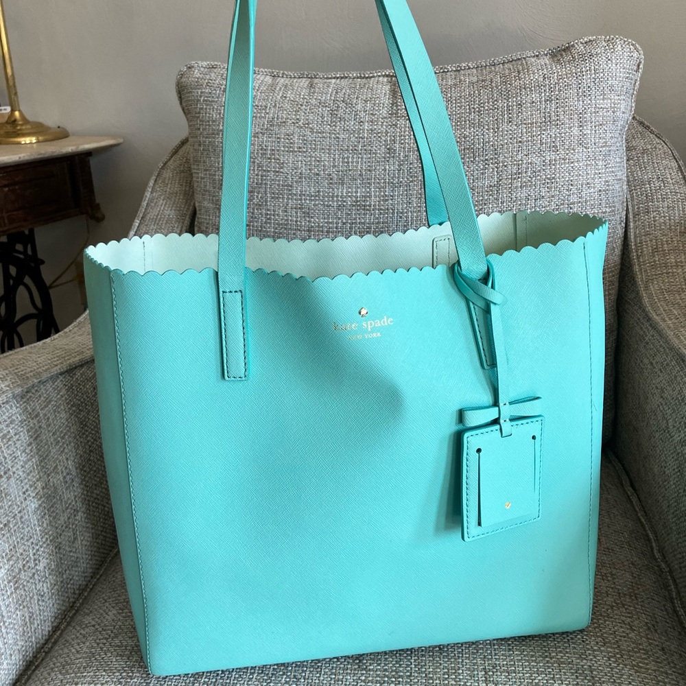 Kate Spade Aqua Scalloped Tote